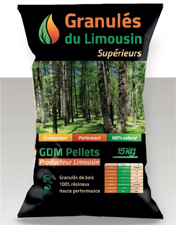Granulés supérieurs -15 kg - Palette de 66 sacs - Fabriqué en France 100% résineux - PCI ≥ 4.8 kWh/kg